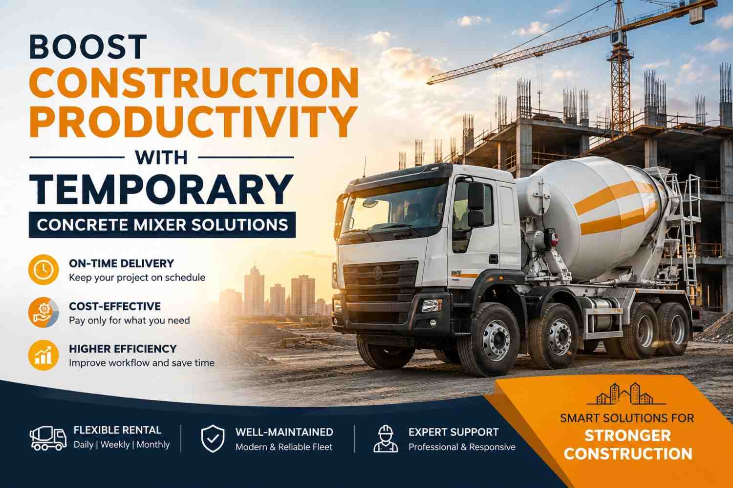 Boost Construction Productivity with Temporary Concrete Mixer Solutions